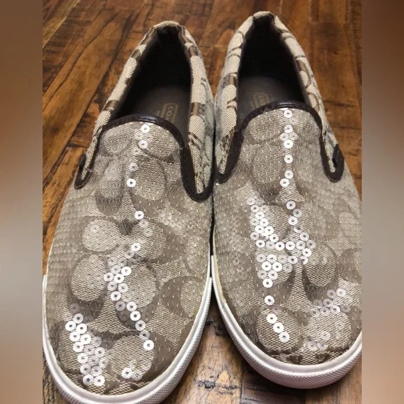 Coach deck shoes 8.5 brown and khaki - Picture 1 of 9
